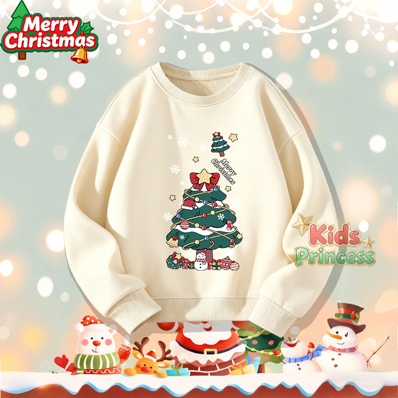 (จัดส่งตลอด 24 ชั่วโมง) สินค้าใหม่ เทศกาลคริสต์มาส 2026 kids คอกลม เสื้อวีนที่แขนยาว เสื้อวินเทจคอกล