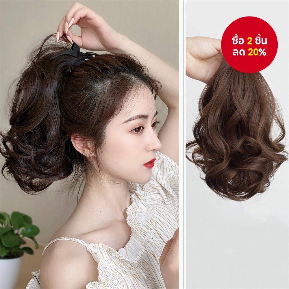 วิกผมหางม้าหยิกแฟชั่น-สไตล์ผ้าพันแผลหรูหราด้วยรายละเอียดดอกไม้ลูกแพร์