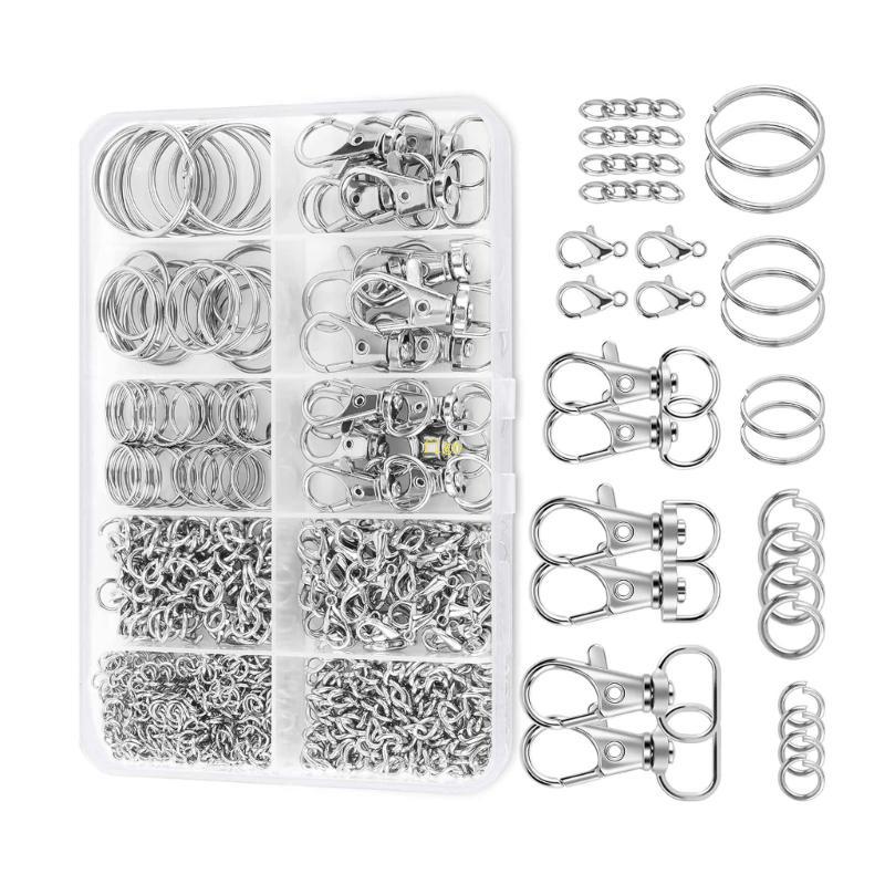 Figo ชุด 523pcs ส่วนประกอบโลหะสำหรับทำพวงกุญแจและเครื่องประดับ
