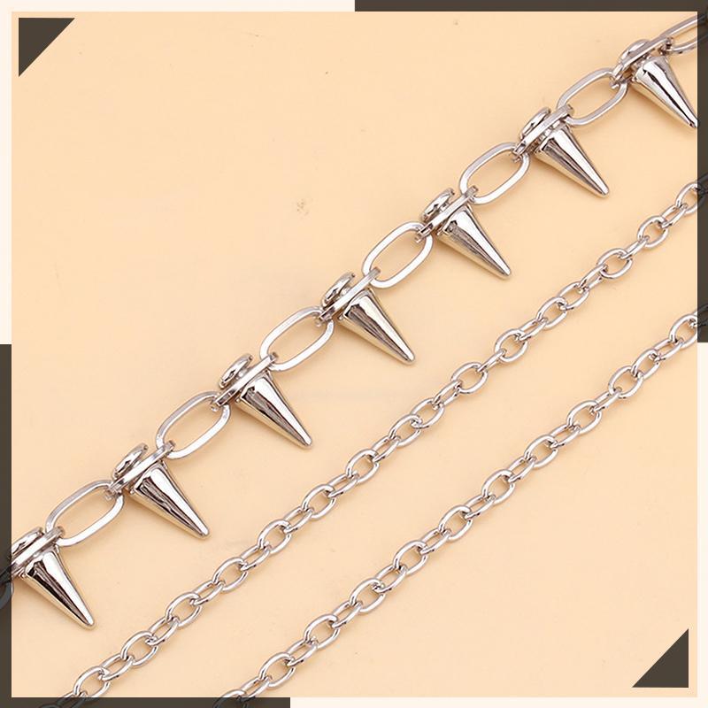 【 Ady】สร้อยคอพังค์หัวเข็มขัดหมุดหลายชั้นเข็มขัดแฟชั่นผู้ชายเข็มขัดกางเกงโลหะสายโซ่