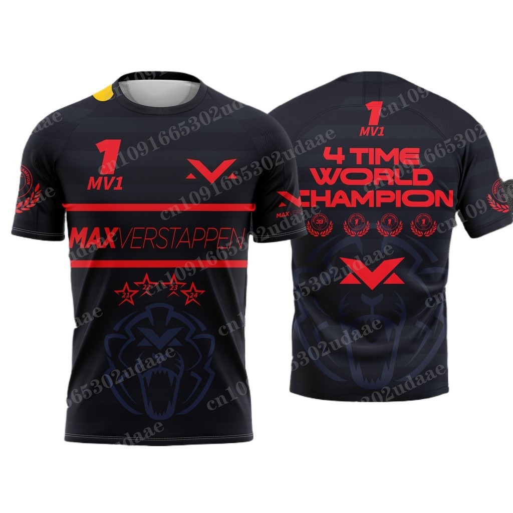 MV1 2025 Max Verstappen World Champion Shirt - แขนสั้นระบายอากาศได้ สำหรับใส่ลำลองในฤดูร้อน