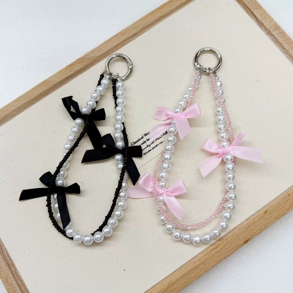 ที่ห้อยโทรศัพท์ โซ่มุกประดับโบว์ มาใหม่