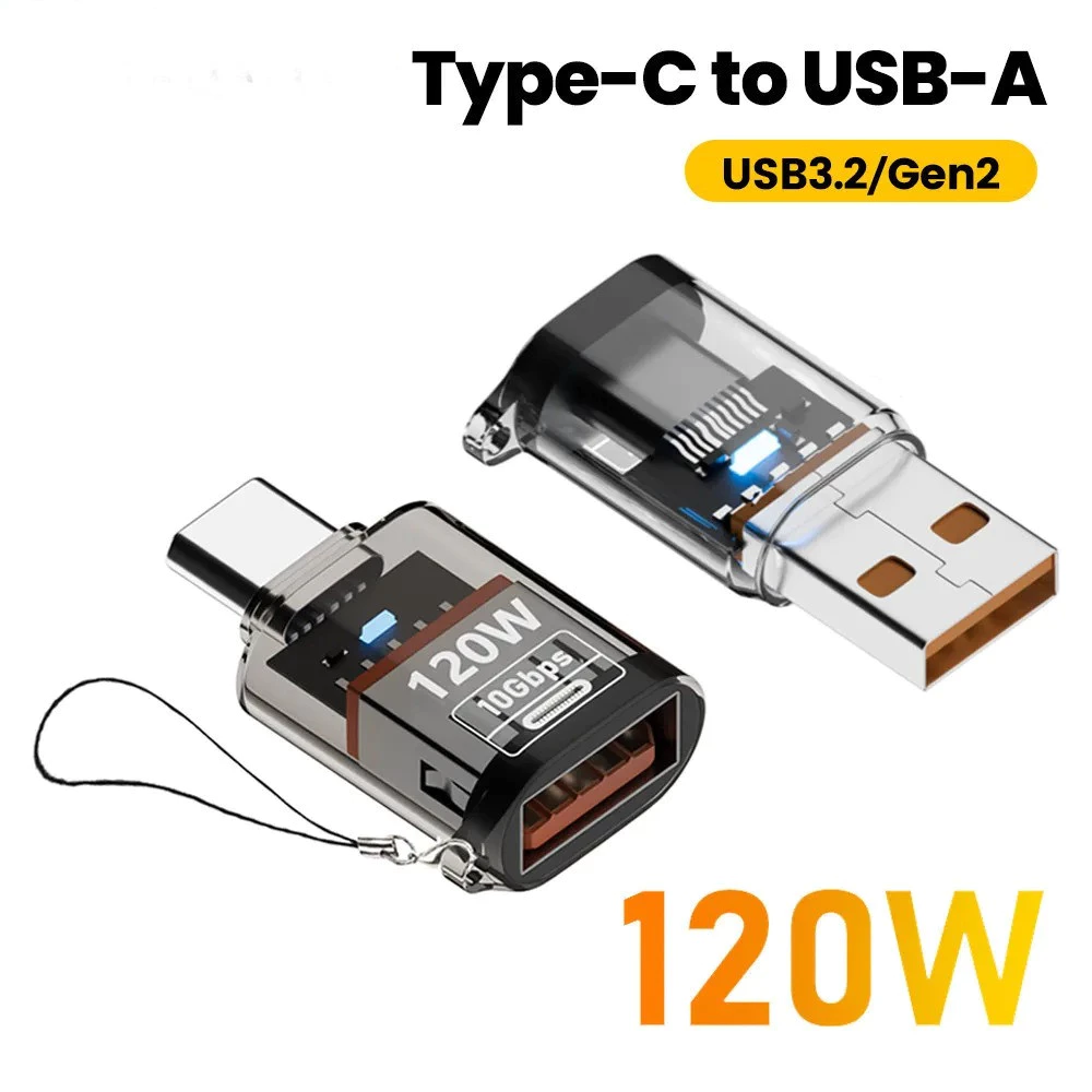 120W ประเภท C ถึง USB A OTG อะแดปเตอร์ USB 3.2 ประเภท C Fast Charging Connector สําหรับ IPhone 16 17 Macbook IPad Huawei Xiaomi