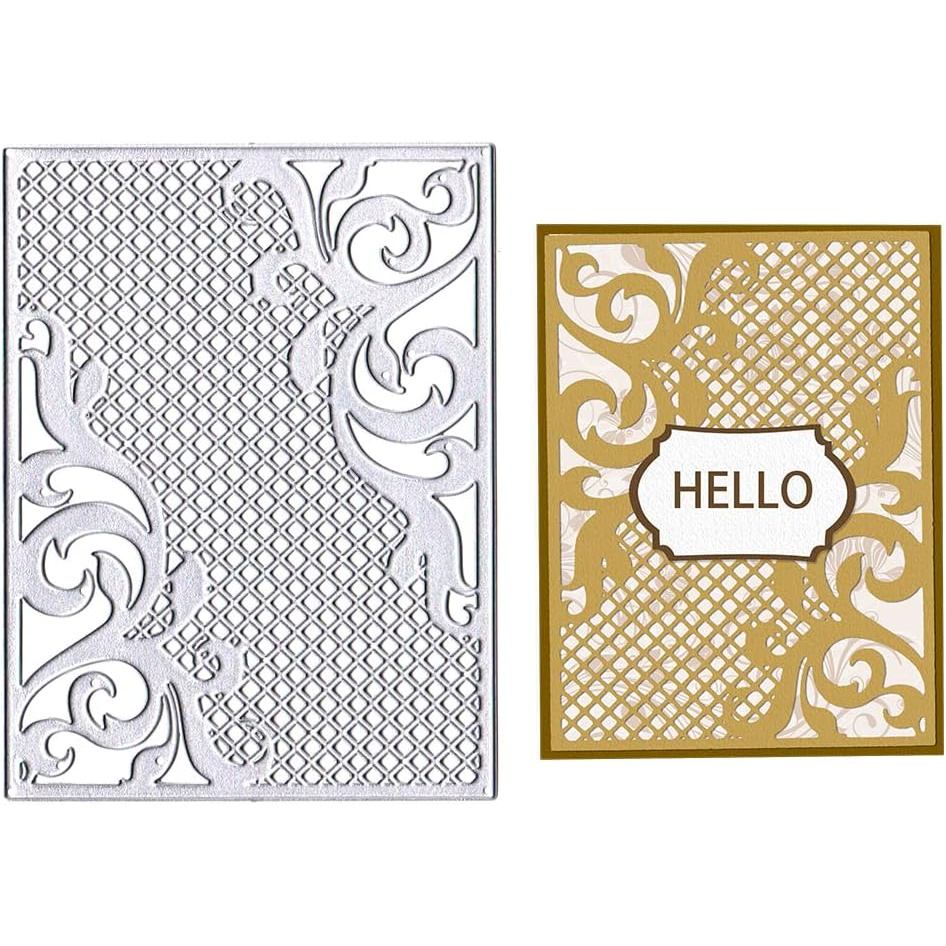 Hying ดอกไม้ใบกรอบตัดตายสําหรับการ์ดทํา,รูปสี่เหลี่ยมผืนผ้ากรอบตายตัดกลวงลายสก๊อตตารางตายลายฉลุลายนู