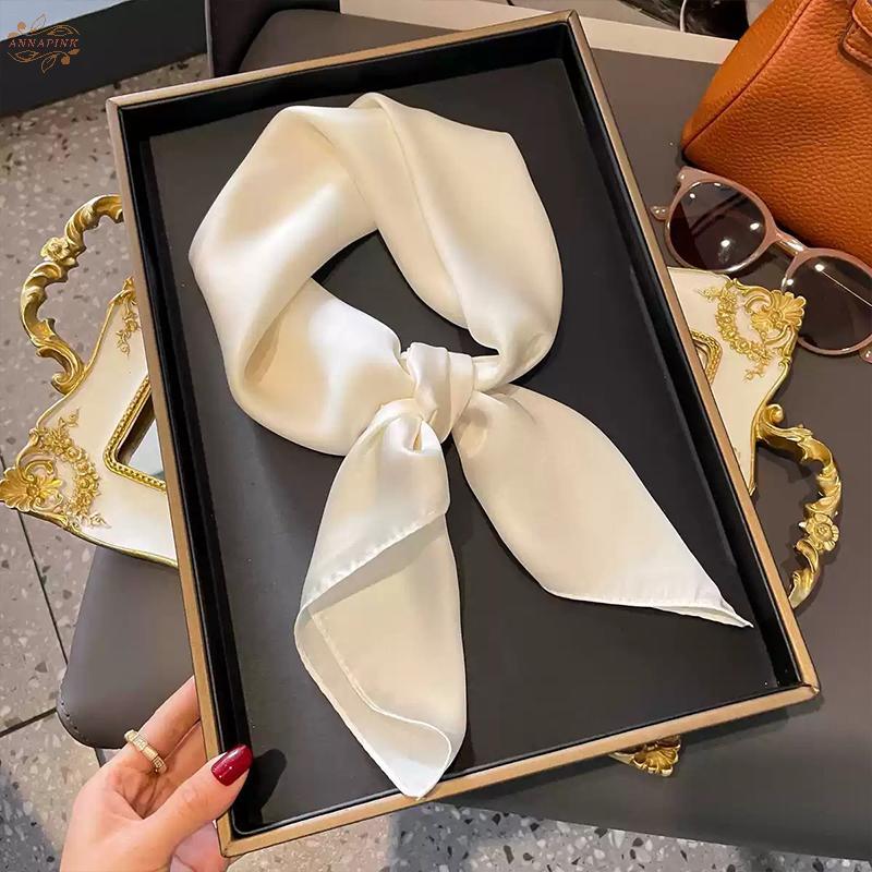ผ้าพันคอไหมสีทึบ สีดำและขาว ขนาด 70 ซม. สำหรับงานศพและใช้อย่างเป็นทางการ
