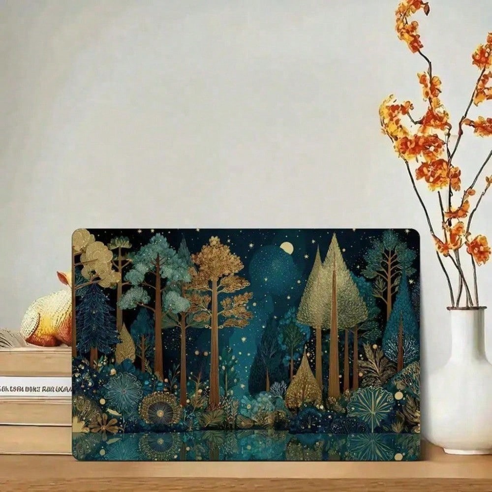2DBrand 2D แบน Forest Night ฉากภาพวาดดีบุก 11.81x7.87 นิ้ว - คริสต์มาสฮาโลวีน Home Wall Decor สําหรั