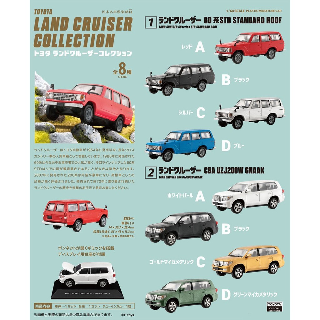 [Silver Sang] F-TOYS Box Egg 1/64 Car Club Toyota Land Cool Luze Car Model Decorative Ready Stock