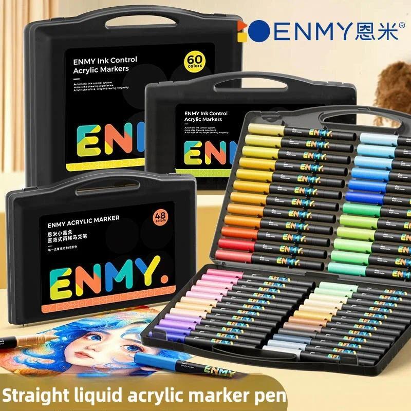 ENMY สีดํากล่อง Direct Liquid อะคริลิคเครื่องหมายกระดาษ 24-80 สีหัวนุ่มที่มีสีสันภาพวาดปากกา DIY Pai
