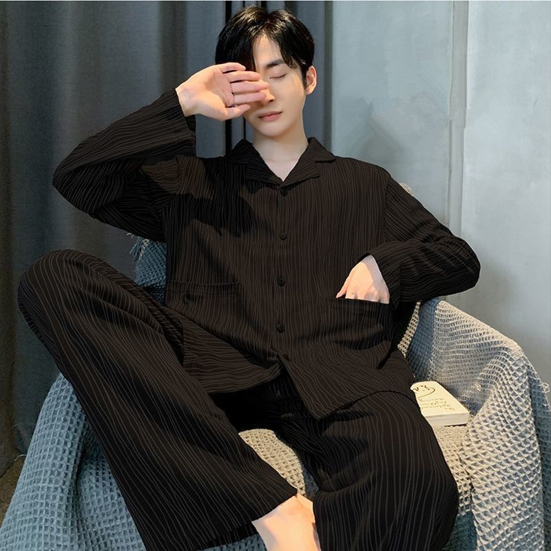 %纯棉睡衣男春秋季长袖新款男士全棉大码学生家居服套装可外穿% Cotton Pajamas Men's Spring and Autumn Long Sleeve Ne HGQg86G0rY1130