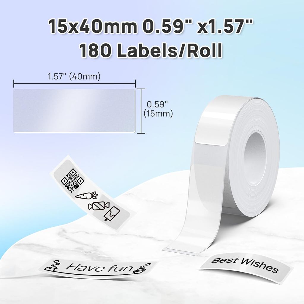 POLONO Genuine P31S Label Maker Tape, Adapted Label Print Paper, 15x40mm(0.59"x1.57"), Self-Adhesive