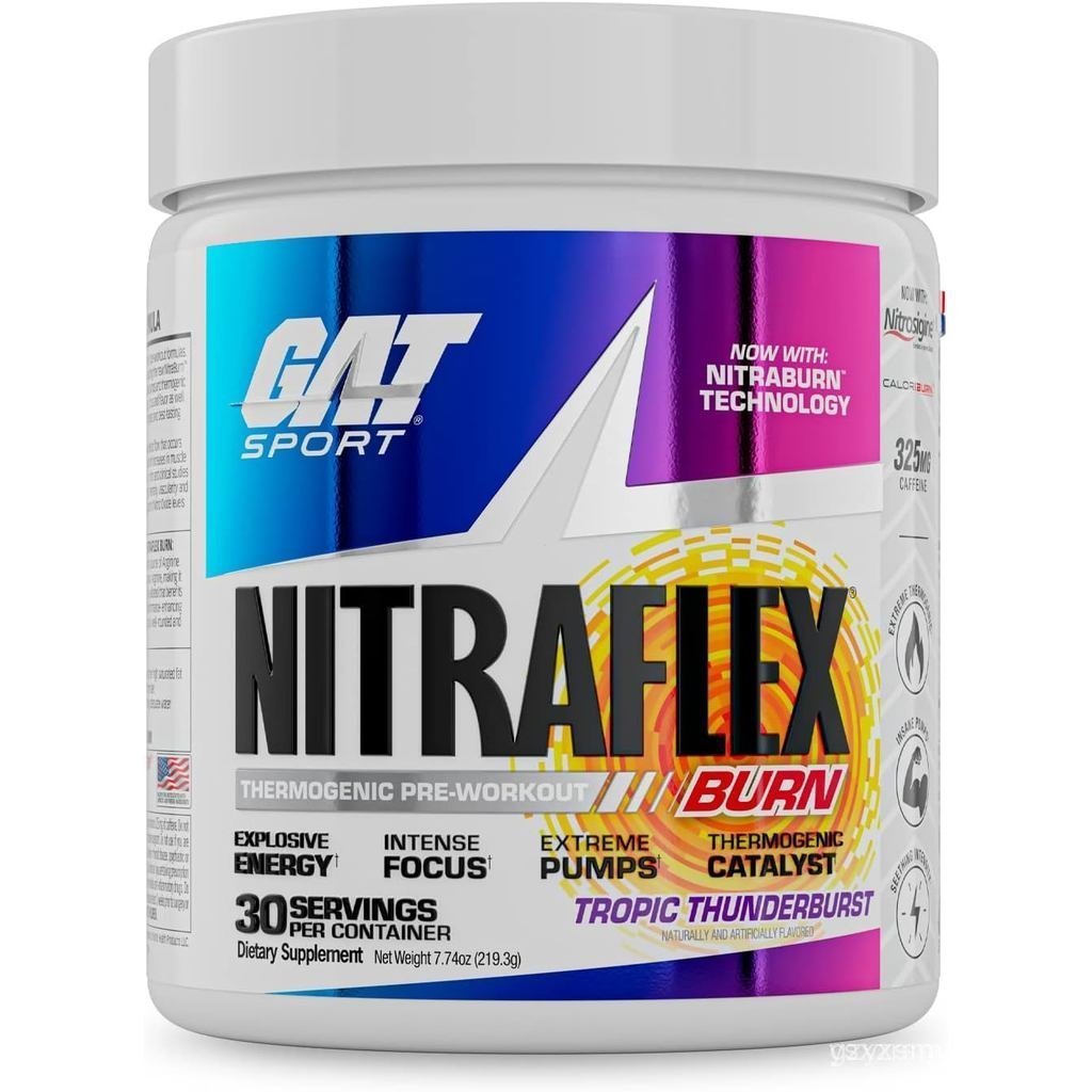 GAT SPORT NITRAFLEX Burn, Pre Workout Thermogenic Powder, Tropic Thunderburst, 30 เสิร์ฟ