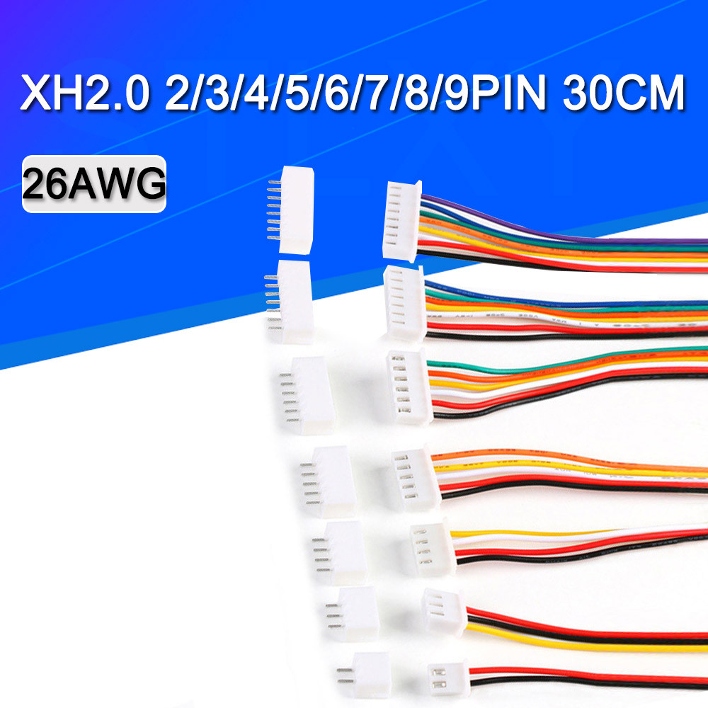 10 ชิ้น = 5 ชุด JST XH2.54 XH 2.54 มม.ขั้วต่อสายไฟ 2/3/4/5/6/7/8/9/10 Pin Pitch ชายหญิงปลั๊กซ็อกเก็ต 30 ซม.ลวด 26AWG