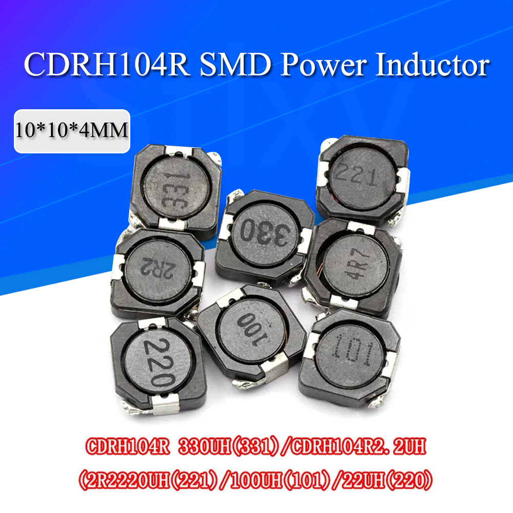 5PCS CDRH104R เหนี่ยวนําลวดแผลชิป Shielded Inductor 2.2/3.3/4.7/10/22/33/47/68/100/220/330UH 10*10*4