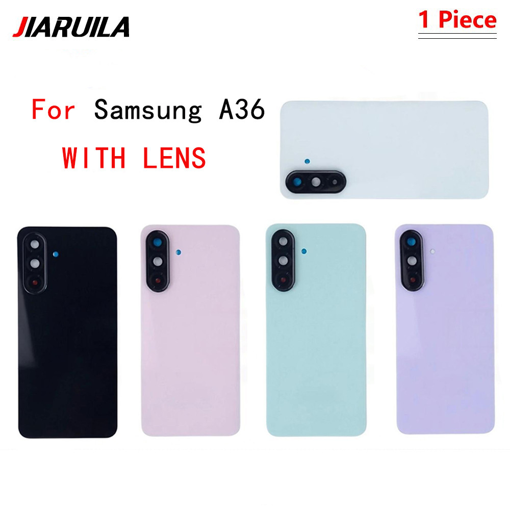 พร้อมเลนส์ + โลโก้สําหรับ Samsung A36 ฝาหลังแบตเตอรี่กระจกด้านหลังประตูกรณีเปลี่ยน