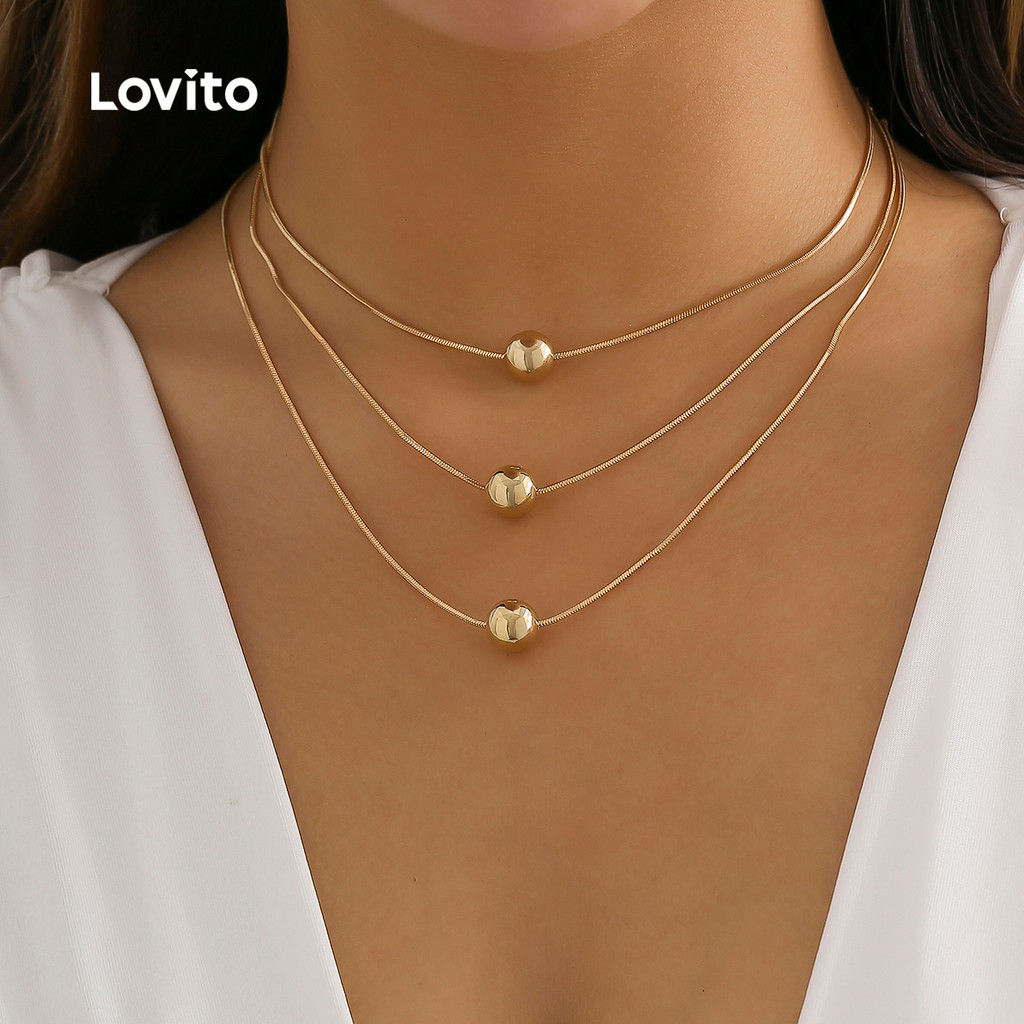 Lovito สร้อยคอโลหะ LCS31A8