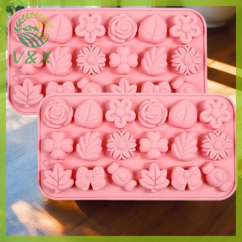 [V&X] 18 Cavity 3D แม่พิมพ์ซิลิโคน Bow Leaf Jelly พุดดิ้งน้ําแข็งสบู่แม่พิมพ์ Fondant ช็อกโกแลตเค้กต