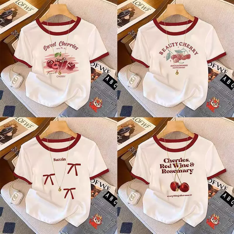 เสื้อสาวอวบสีชมพู ฤดูร้อนหวานเย็นสวมใส่เสื้อผ้าผู้หญิงสามารถเกลือหวาน และเซ็กซี่ฮอลิเดย์หน้าแขนสั้น เสื้อ ผ้า แฟชั่น ราค