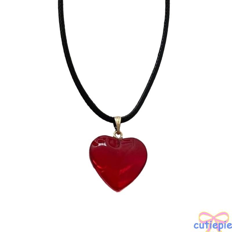 Cutie Glass Heart Pendants Red Heart Charm Dangle สําหรับสร้อยคอวันวาเลนไทน์ DIY