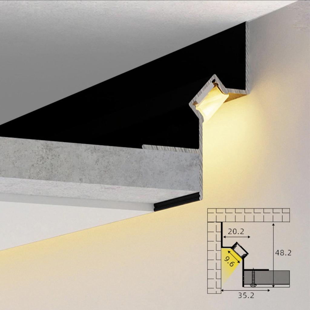 AMC HS3548 Minimalist LED Strips Wall Washer Liner อลูมิเนียม LED Strip โปรไฟล์ 3548 3 เมตร 3 เมตร