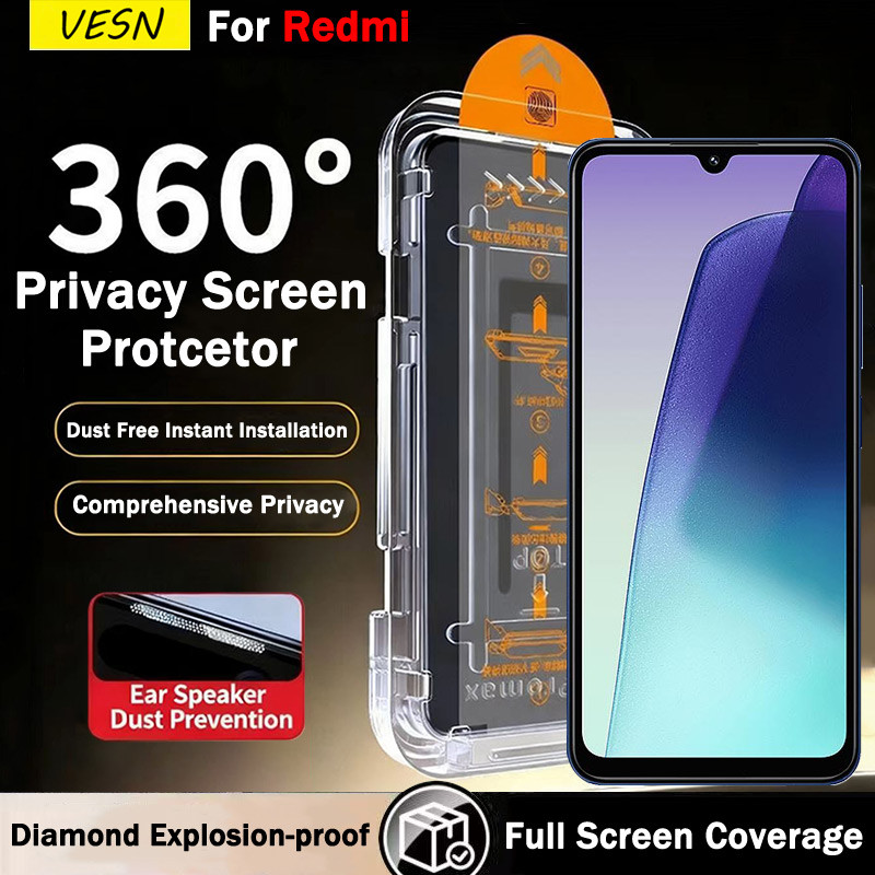 ฝุ่นฟรีติดตั้งความเป็นส่วนตัวกระจกนิรภัยสําหรับRedmi 14C 14R 13 13C 13R 13x 12C 10 Prime 10A 10C 9 P