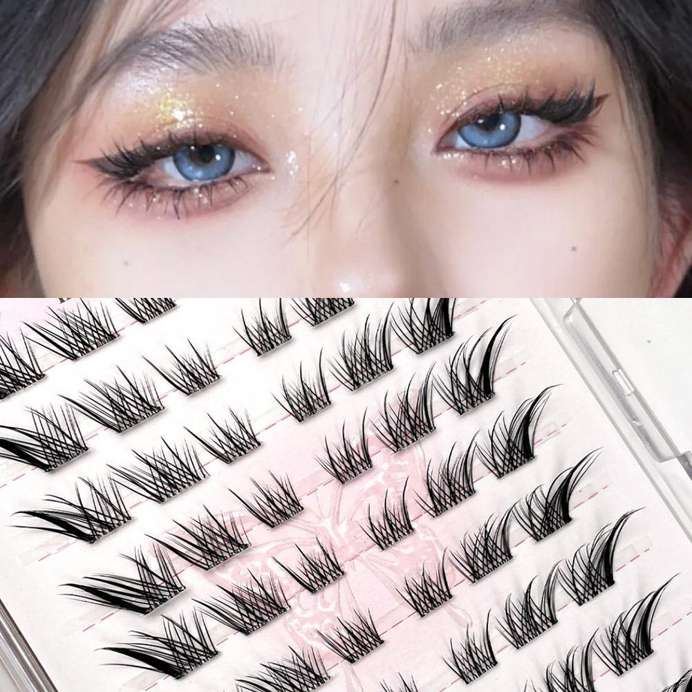 Fox Eye Lashes Fluffy Manga Winged ขนตาปลอมธรรมชาติ Falal Diy Extension A6u3
