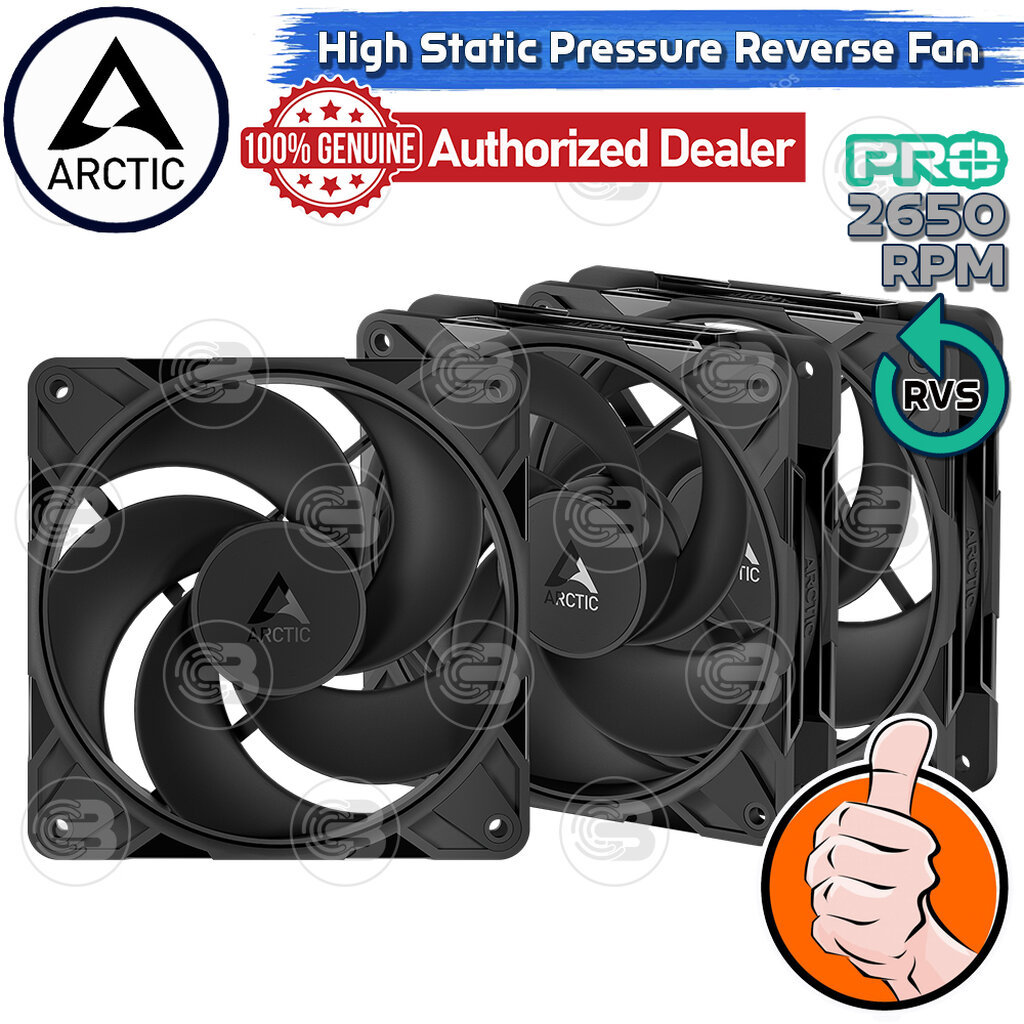 [CoolBlasterThai] ARCTIC P14 PRO REVERSE PST BLACK (140 mm.) X3 Value Pack PC Fan Case ประกัน 6 ปี