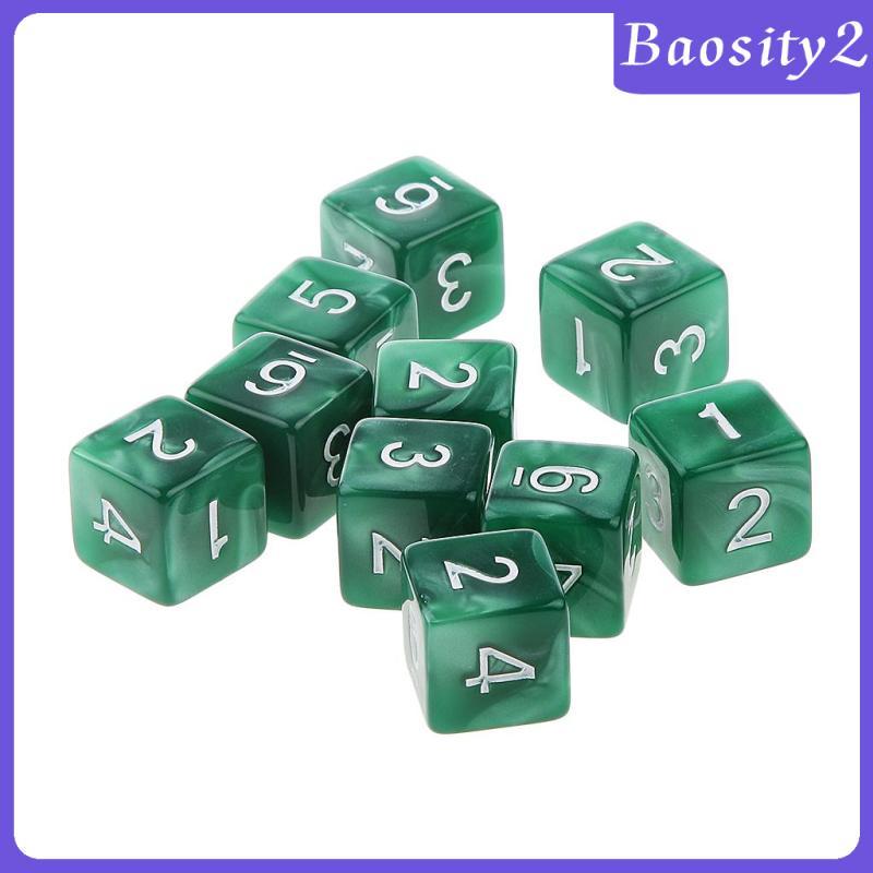 [Baosity2] 10 ชิ้นหกด้านลูกเต๋า D6 ลูกเต๋าเล่น D&D RPG ลูกเต๋า TRPG เกมสีดํา