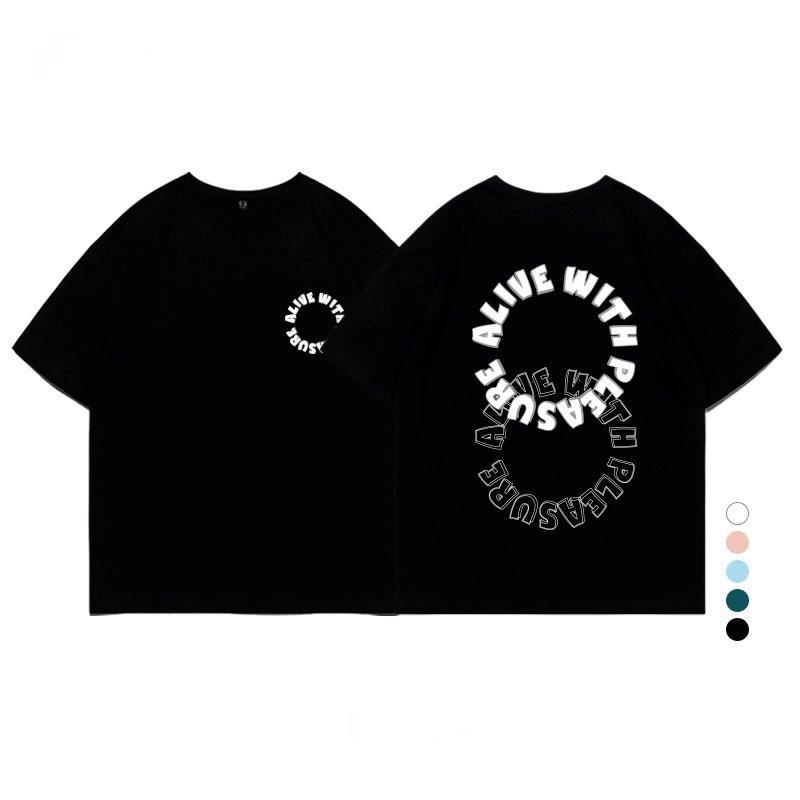 Papaya เสื้อยืด Oversize ลาย 'Alive With Pleasure' Cotton 100% ใส่สบาย WS1109 ผู้หญิง Clothing