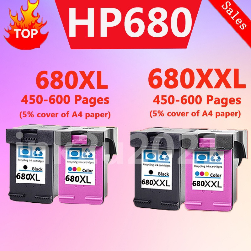 เข้ากันได้กับหมึก hp 680xl hp680 xl hp 680 xl สีดํา 680xl ตลับหมึกสําหรับ HP Deskjet 1115 1118 2135 