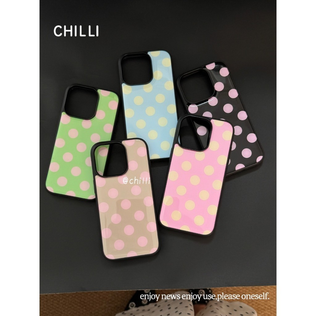 E Simple สีทึบขนาดเล็ก Polka Dot เคสโทรศัพท์ Drop-Resistant สําหรับ iPhone 17 Promax 16 Promax 15 Promax 11 12 13 14plus 15plus 16e 16pro 17air