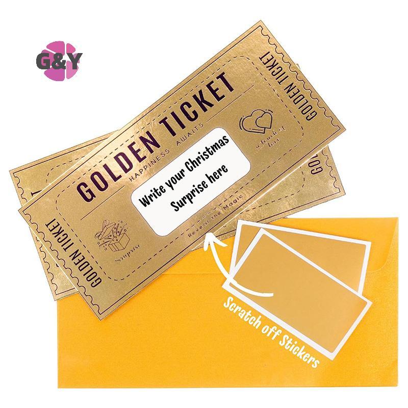 G&Y 1 ชุด Deluxe Golden Ticket Surprise Scratch Off Card Christmas Surprise เปิดเผยการ์ด Scratch Off