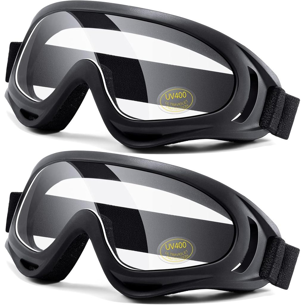 Motorcycle Goggles 2 Pack - ATV Dustproof Dirt Bike Goggles for Ski Racing Riding, Off Road Waterpro