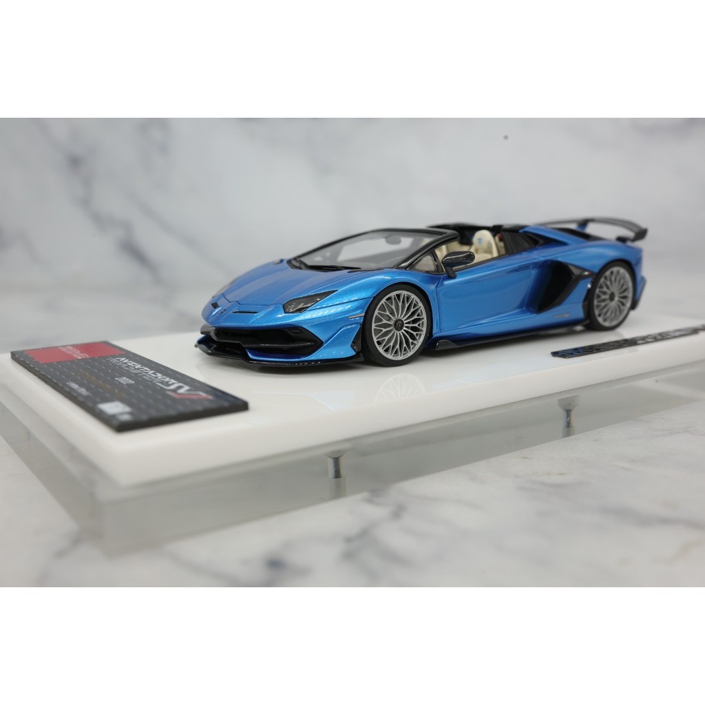[คลังสินค้าพร้อม] make up 1/43 Lamborghini aventador svj roadster lm อุปกรณ์เสริมหลังคาล้อเก๊กฮวยสีฟ