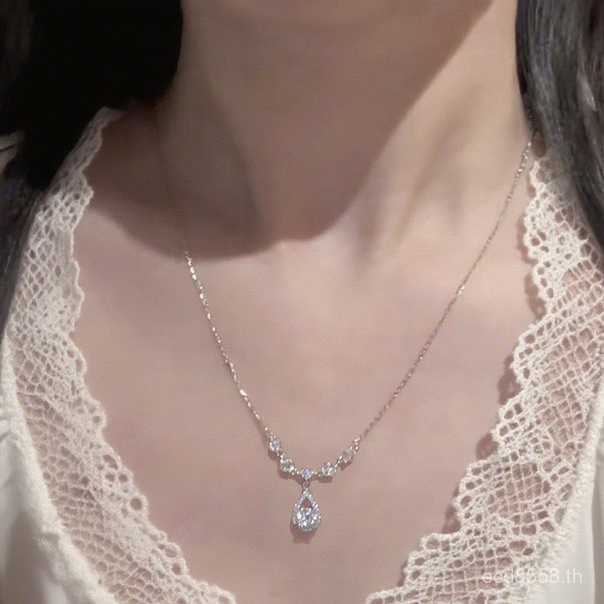 สร้อยคอมินเนอรัลมายน้ำหยดน้ำหนักเบา ประณีตด้วยคริสตัลดีไซน์คลาวิกเกิลเชน 5PLK
