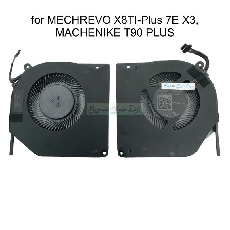 พัดลมระบายความร้อนแล็ปท็อปสําหรับ MECHREVO X8TI-Plus 7E X3, MACHENIKE T90 PLUS CPU Cooler หม้อน้ํา G