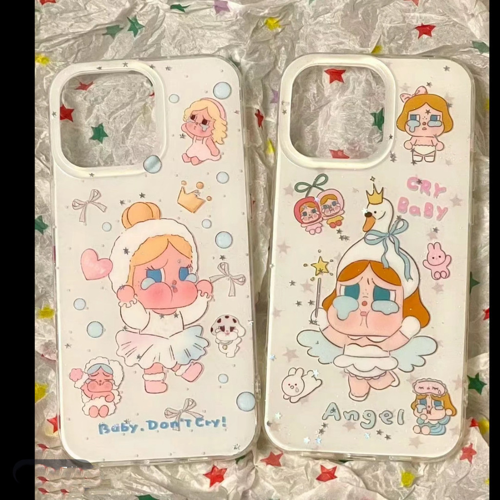 การ์ตูนนางฟ้าน้อยสีขาว IMD เคสโทรศัพท์ iPhone ที่ใช้งานได้แอพ iPhone 16 Pro Max/15/17 Pro/14 Pro Max