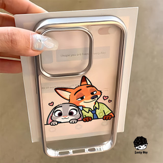 สําหรับiphone 17 Pro Max Zootopia 2 16 15 14 13 12 11 Pro Max 8 7 Plus X XR Xs Maxนุ่มหรูหราElectroplatedกรอบโปร่งใสเคสโทรศัพท์