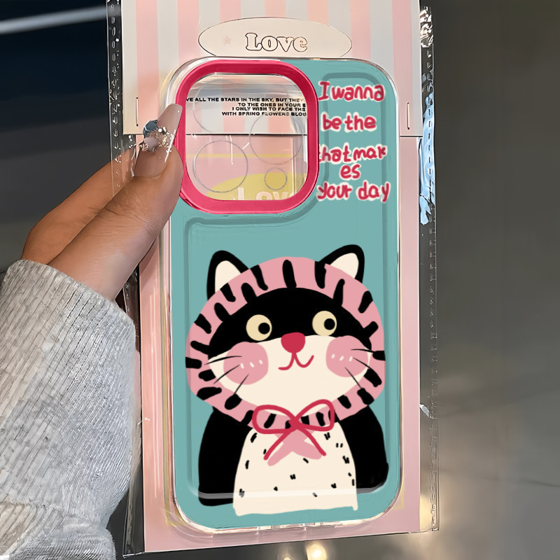 Ins น่ารักสีฟ้าตลกแมวดําตลกนุ่มโปร่งใส Anti-Fall เคสโทรศัพท์สําหรับ iPhone 16 Promax 15 Promax 12 13 Mini 14plus 11 Pro Max X XS XR XS Max 7 8 plus Se2020 6G 6Plus