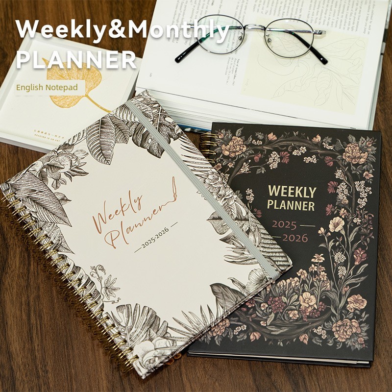 สมุดไดอารี่ สมุด 2025 2026 A5 RETRO 52weeks weekly planner สมุดคู่มือปฏิทิน Notepad