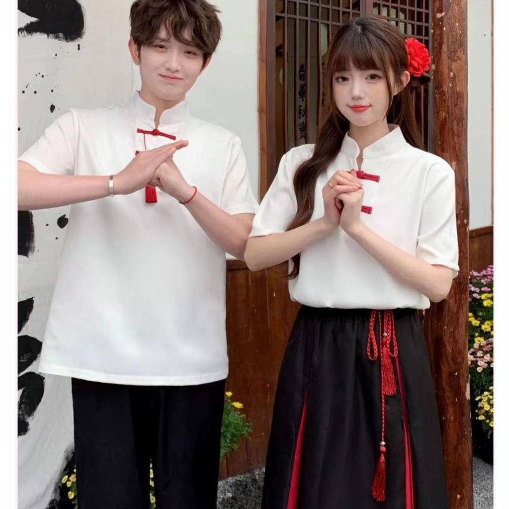 Hanfu ชุดนักเรียนสไตล์จีนโบราณสำหรับมัธยมต้น สวมใส่ได้ในงานแข่งขันและการแสดง#汉服古风中式校服初高中生红歌朗诵比赛合唱演出服运动会班服套装 - รูปที่ 3