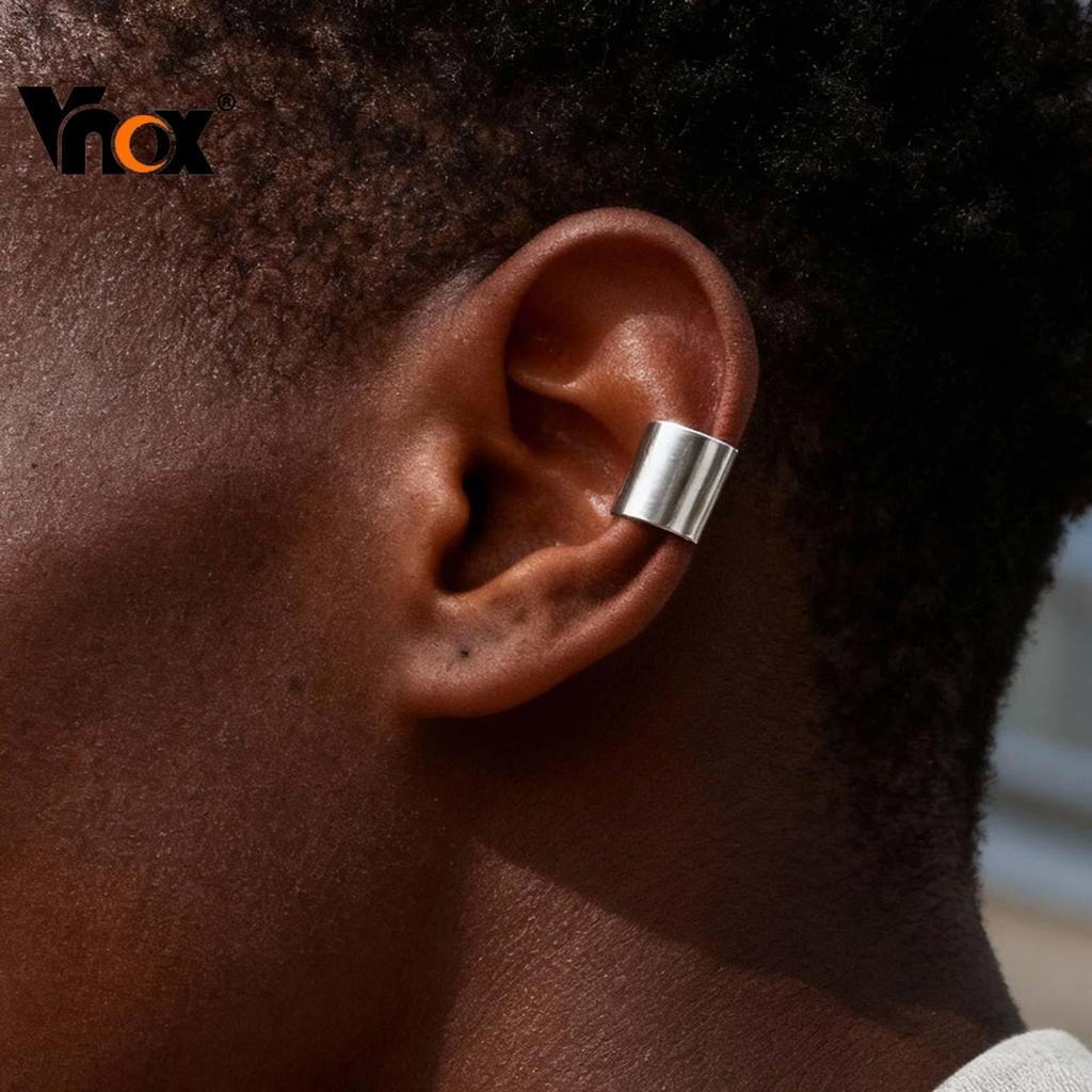 Vnox Stainless Steel U-Shaped Flat Ear Cuff Non-Pierced Ear Bone Clip in Steel Trendy Daily Wear Jewelry for Men Women