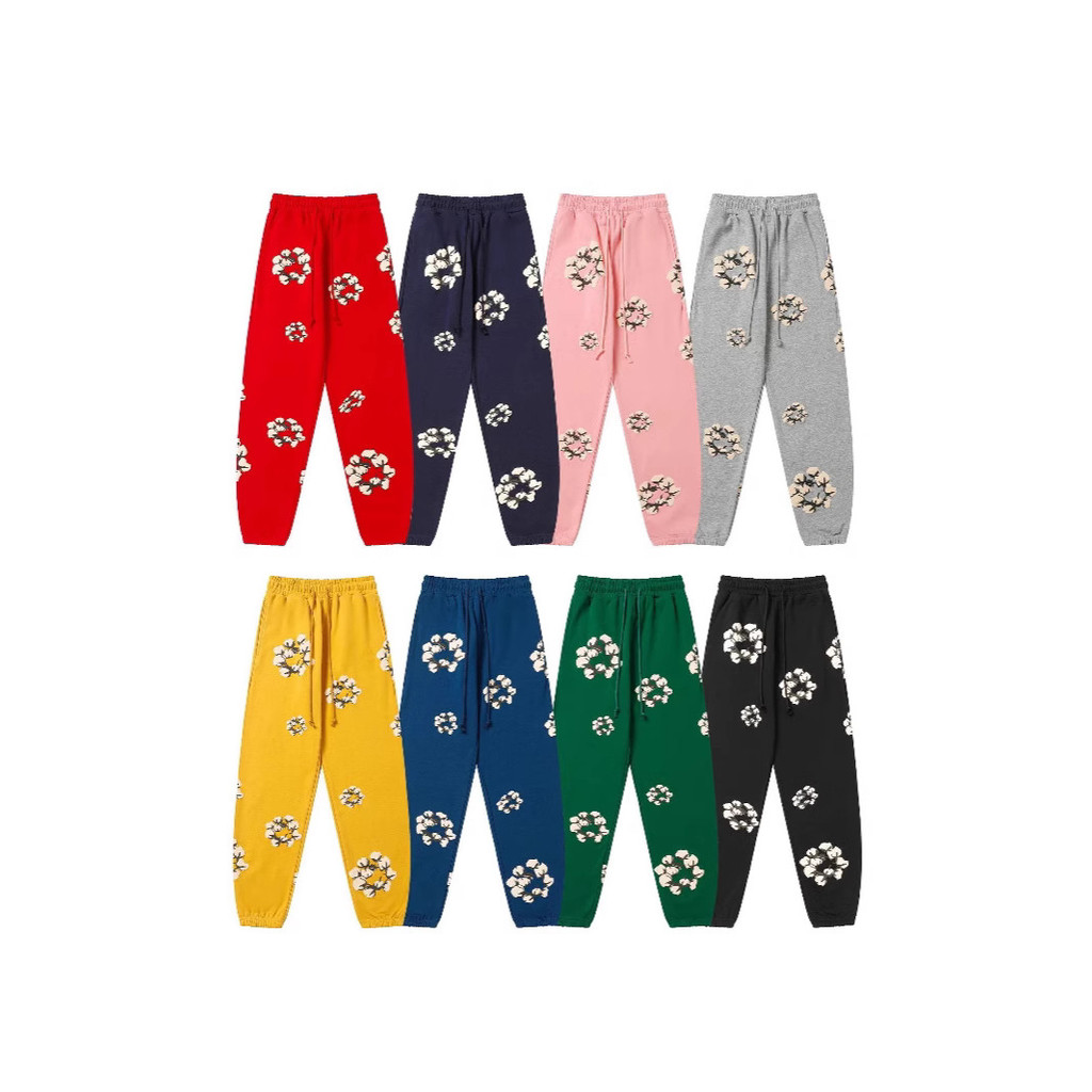 Denim Tears Kapok กางเกง Drawstring ผ้าฝ้ายแท้เทอร์รี่กางเกงลําลองอเมริกัน High Street ผู้ชายผู้หญิง