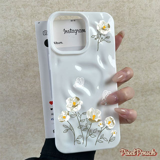 เคสเหมือนอุกกาบาต สีขาว ช่อดอกไม้ การออกดอก สําหรับIPhone17 16 15 14 13 12 11 7 8plus Pro Promax X XR XS