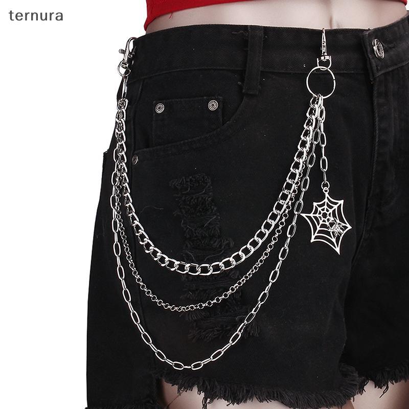Ternura แฟชั่น Punk โลหะกางเกง Hip Hop เอว CHAIN Spider Web จี้กางเกงยีนส์สําหรับชายผู้หญิงอุปกรณ์เสริมของขวัญใหม่