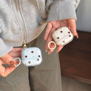 น่ารักโปร่งแสง Star พร้อมตะขอกันกระแทกป้องกันหูฟังฝาครอบ Soft Case สําหรับ AirPods 1 หรือ 2 3 4 Pro 2nd Pro 3rd 4th กรณี