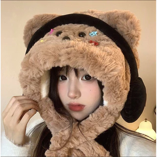 NEW หมวกการ์ตูน หมวกตุ๊กตาฤดูหนาว หมวกไหมพรม วัสดุขนปุย น่ารัก กันลม อบอุ่นป้องกันหู เหมาะสำหรับฤดูหนาว