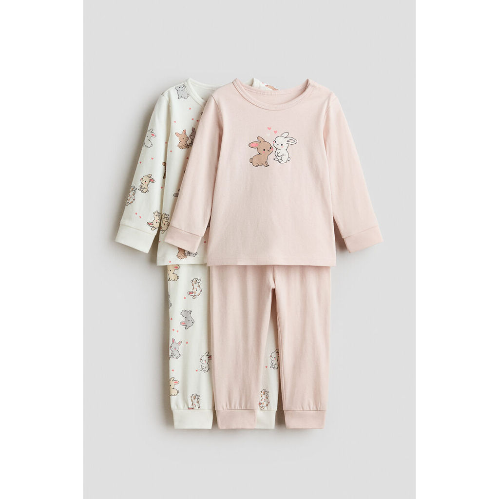 H&M(เอชแอนด์เอ็ม) ชุดนอนผ้าคอตตอนพิมพ์ลาย แพ็ก 2 ตัว Infants 2-pack printed cotton pyjamas 1106722_1