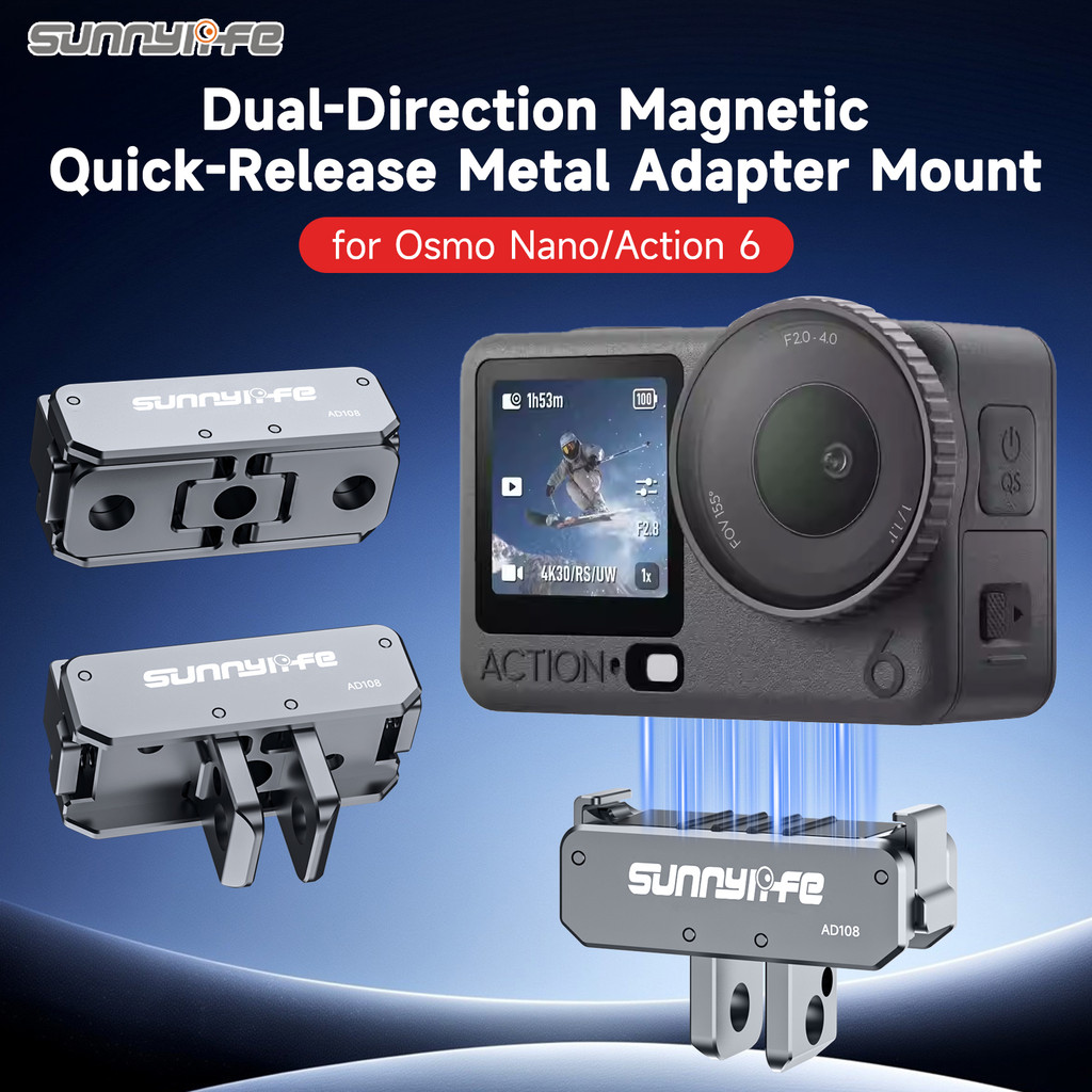 Dual-Direction Magnetic Quick-Release อะแดปเตอร์โลหะสําหรับ DJI OSMO Nano โลหะ Bidirectional อะแดปเตอร์แม่เหล็กสําหรับ DJI Action 6 QUICK RELEASE อุปกรณ์เสริมขยาย
