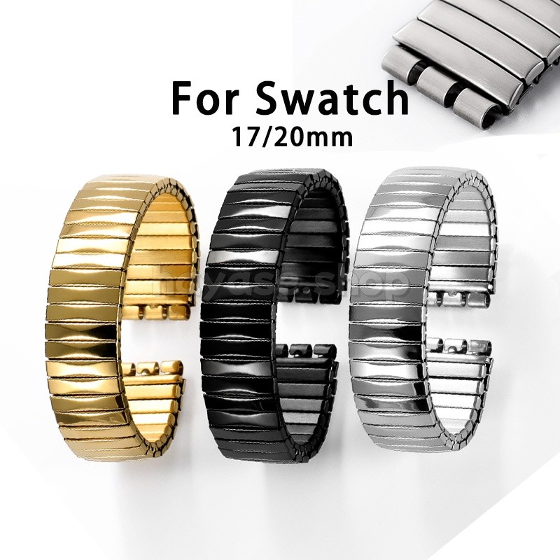 SWATCH สําหรับ ตัวอย่าง 17/20มิลลิเมตรสแตนเลสเต็มสายนาฬิกาข้อมือสร้อยข้อมือยืดขัดหรือเคลือบสายนาฬิกาผู้ชายผู้หญิงธุรกิจสายนาฬิกาข้อมือเข็มขัด