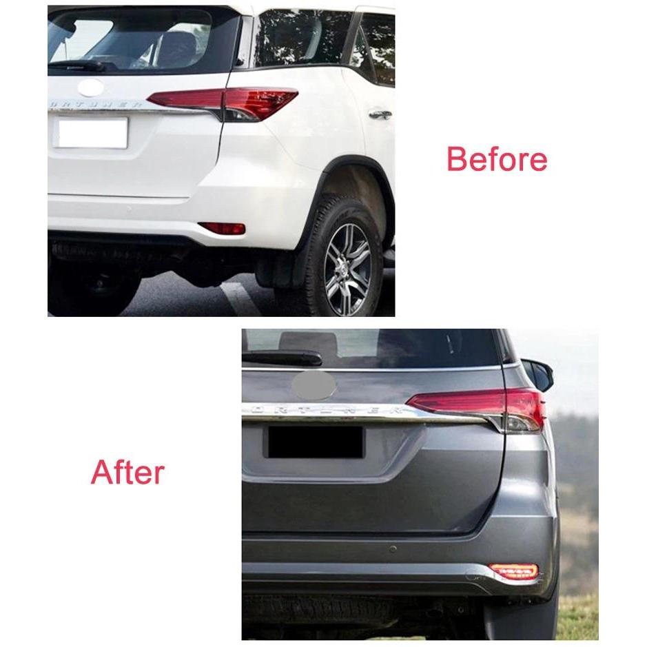 1 คู่สําหรับ Toyota Fortuner SW4 2015 2016 2017 2018 2019 2020 LED Reflector light ด้านหลังกันชนหมอก